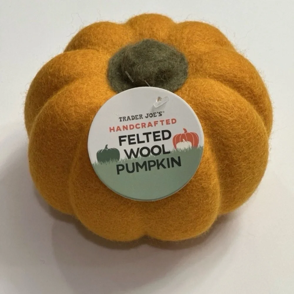 Trader Joe's Handcrafted Felted Wool Pumpkin & Autumn Leaf Garland Set